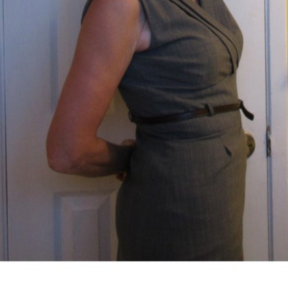 Alex Marie Grey Slim Work Dress, with Skinny Belt - Picture 1 of 7